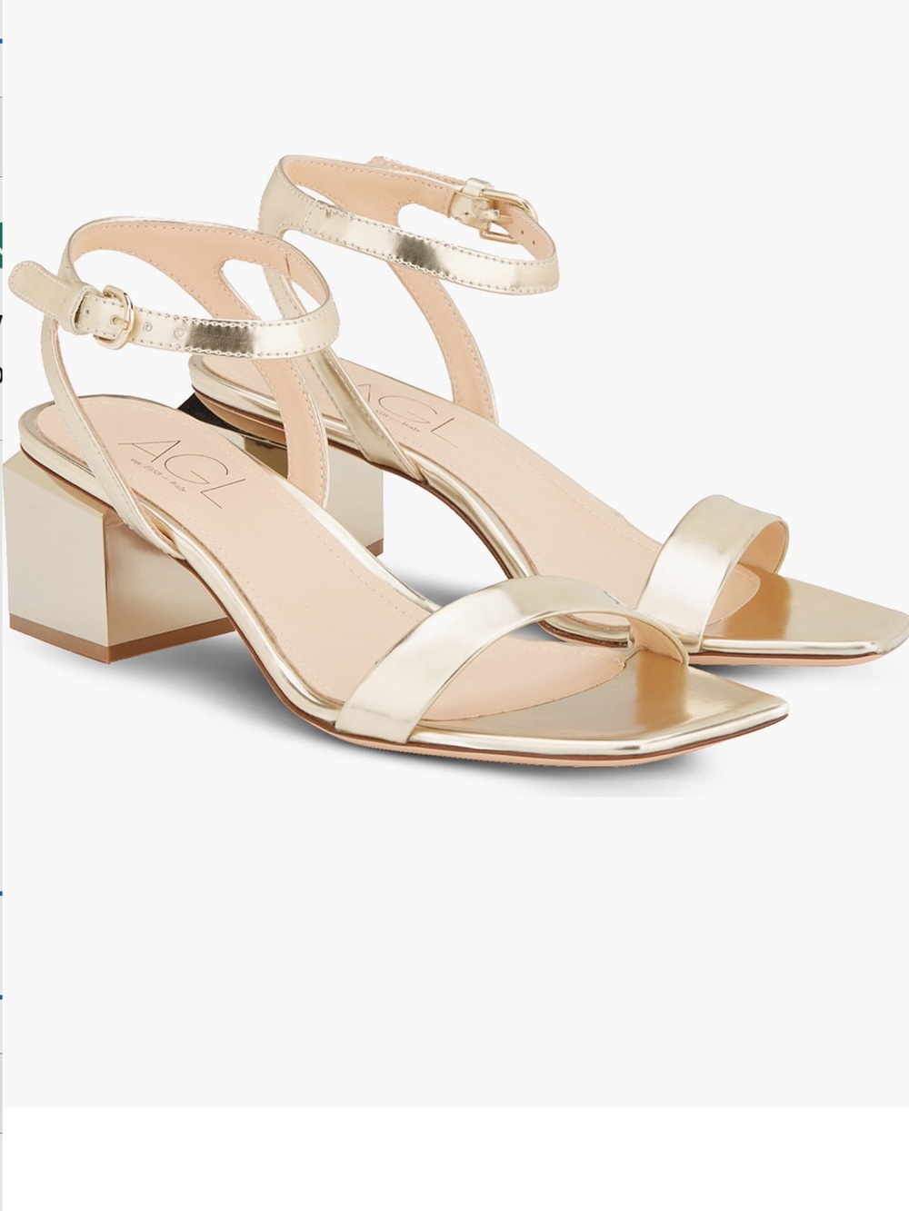 AGL Silver Mirror Block Heel Sandals - 8.5 | 38.5